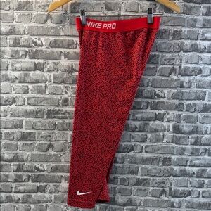 Nike Pro Red and Black‎ capri Leggings